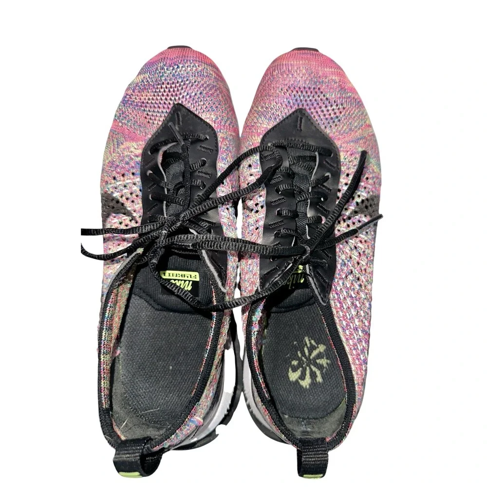 Nike Women's AirMax Flyknit Pink Multicolor Racer Sneakers 8 Lightweight Support